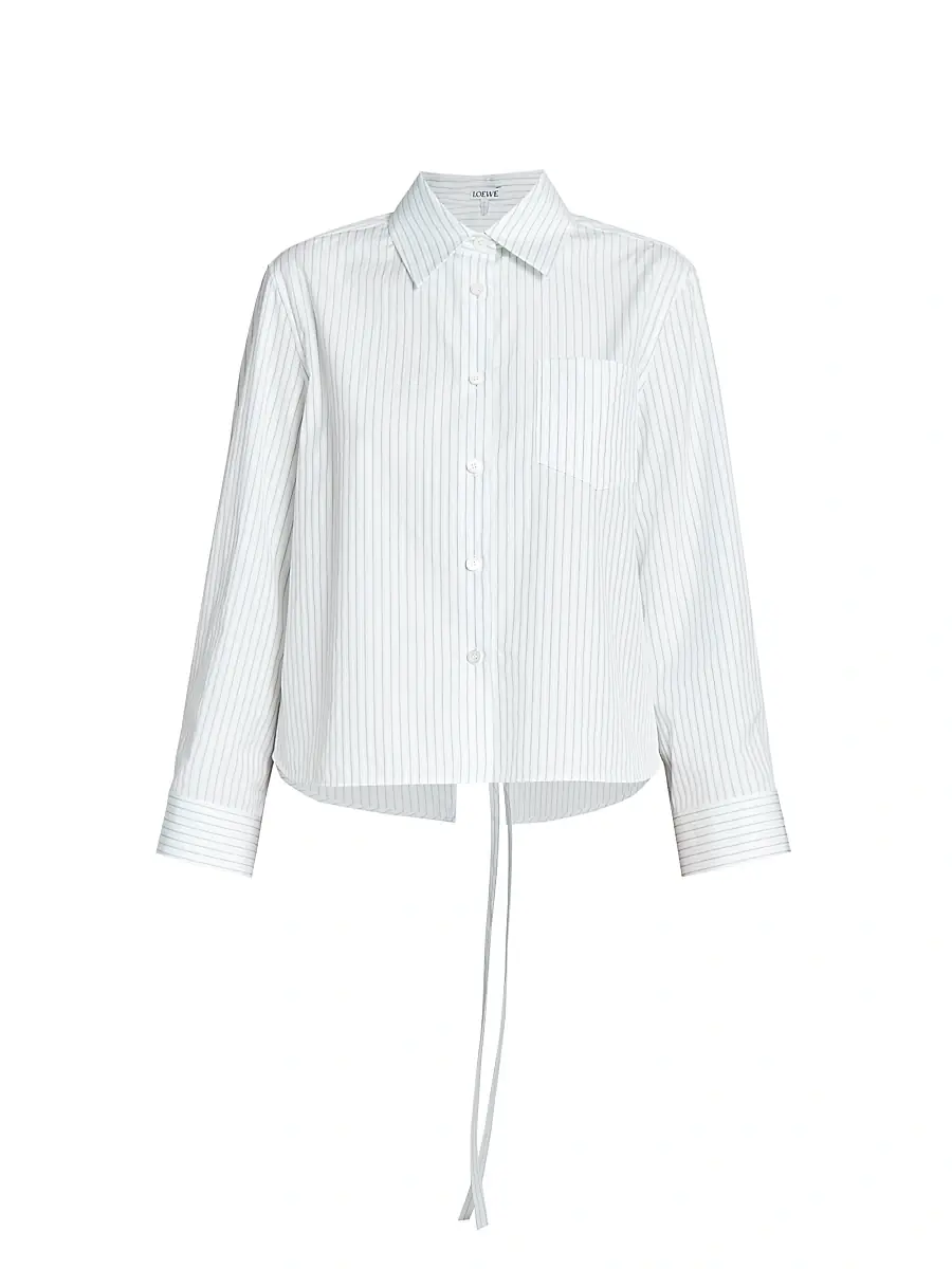 LOEWE Women's Trapeze Pinstriped Cotton-Blend Shirt - Green White | Thumbnail 1 LOEWE Women's Trapeze Pinstriped Cotton-Blend Shirt - Green White | Thumbnail 1