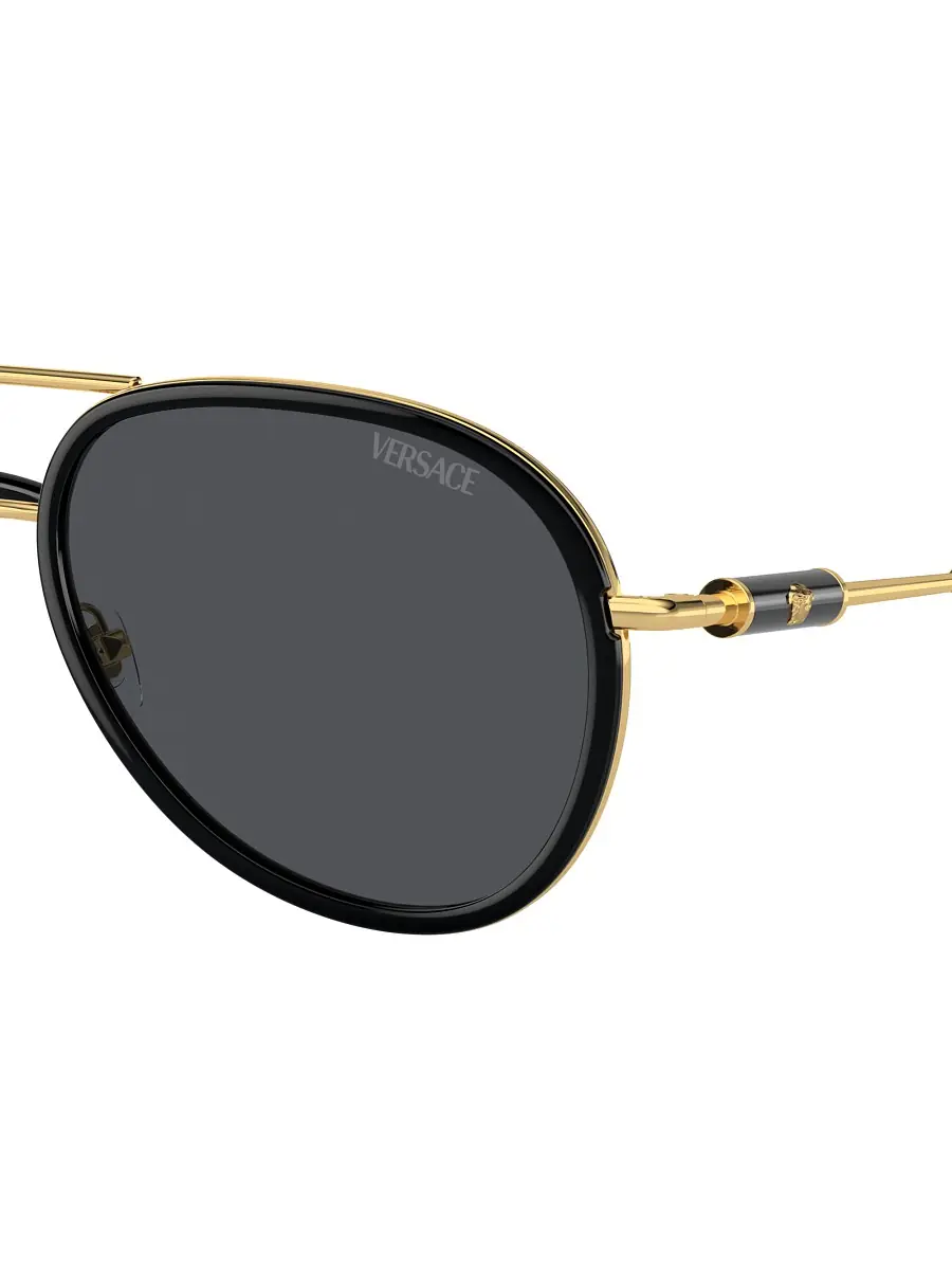 Versace Men's 60MM Aviator Sunglasses - Black Gold Smoke | Thumbnail 2 Versace Men's 60MM Aviator Sunglasses - Black Gold Smoke | Thumbnail 2