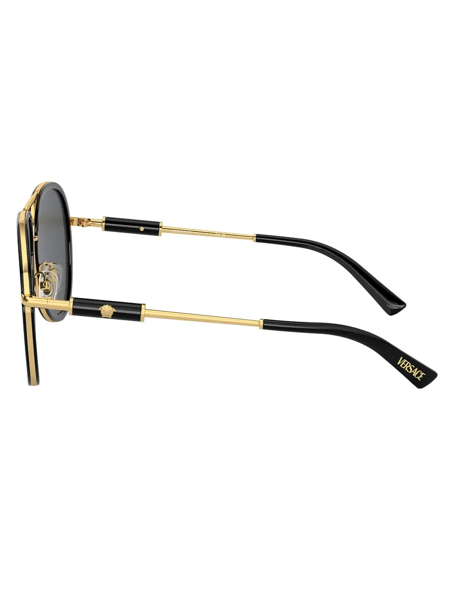 Versace Men's 60MM Aviator Sunglasses - Black Gold Smoke | Thumbnail 3 Versace Men's 60MM Aviator Sunglasses - Black Gold Smoke | Thumbnail 3