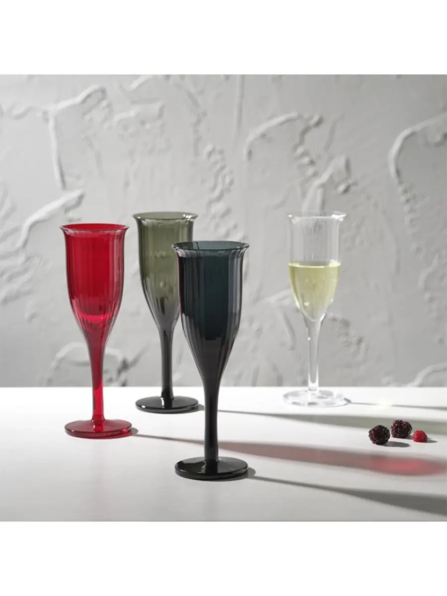 Omnia Bey 4-Piece Champagne Glass Set - Navy Blue
