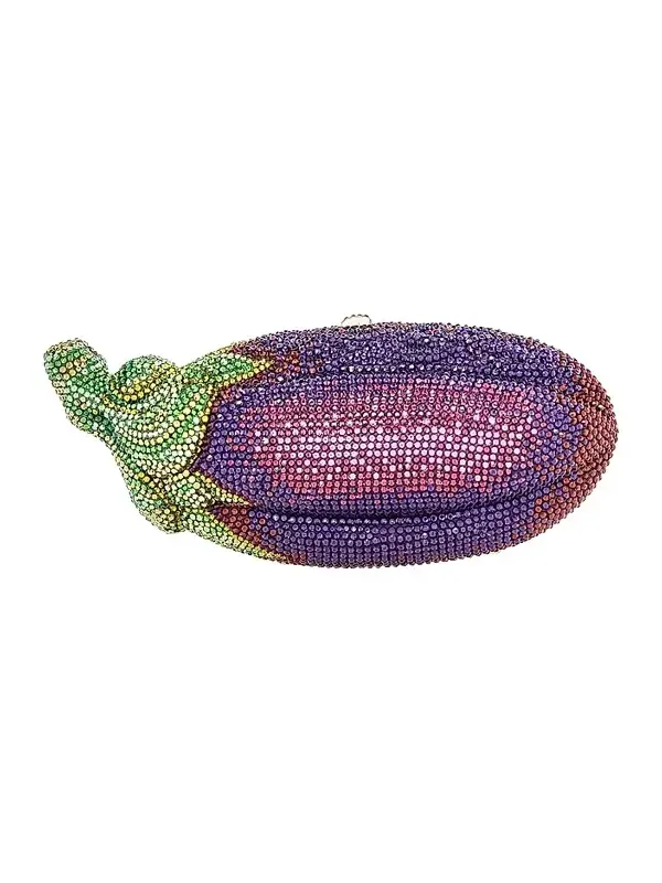 Women's Eggplant Crystal-Embellished Clutch