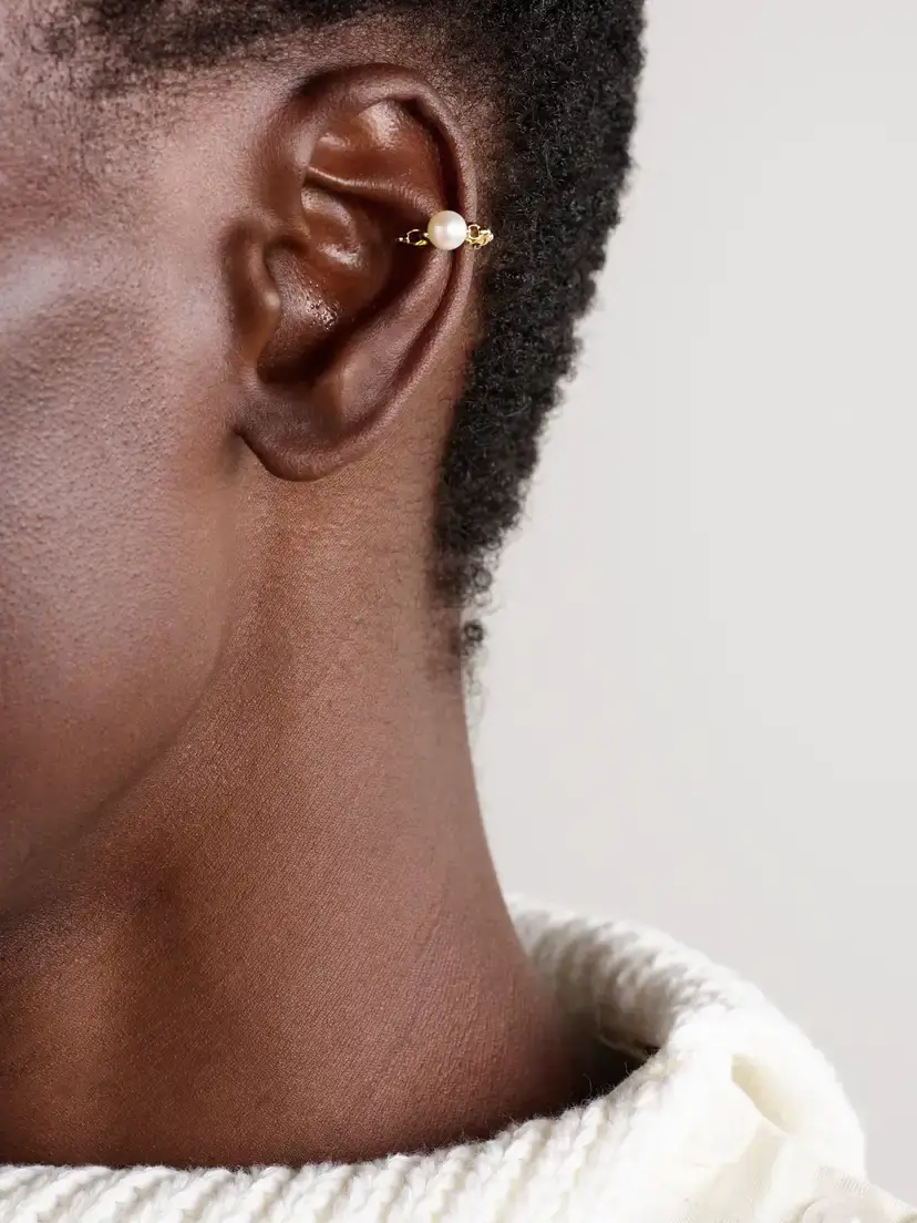 Mizuki Sea Of Beauty 14-karat Gold Pearl Ear Cuff | Thumbnail 2