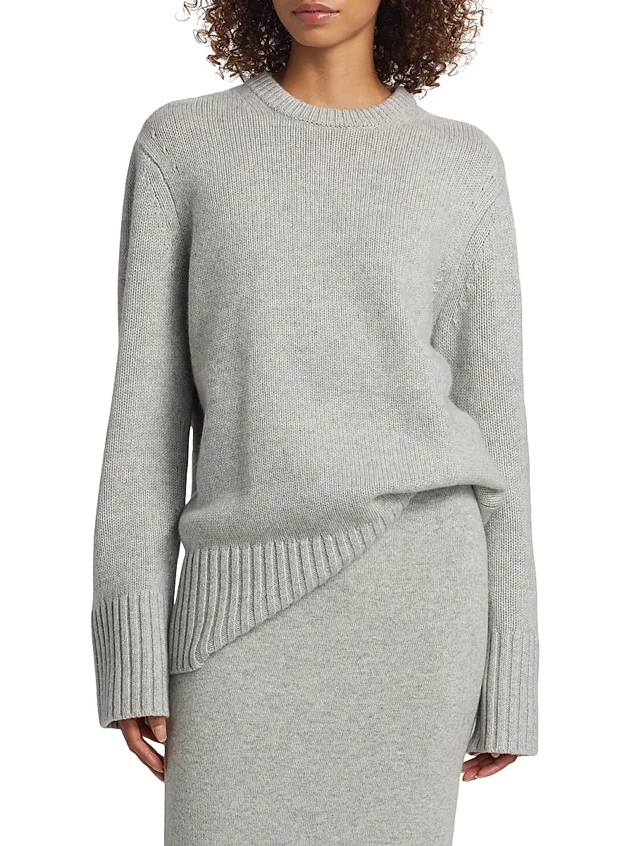 Michael Kors Collection Women's Cashmere Tunic Sweater - Pearl Melange | Thumbnail 3 Michael Kors Collection Women's Cashmere Tunic Sweater - Pearl Melange | Thumbnail 3