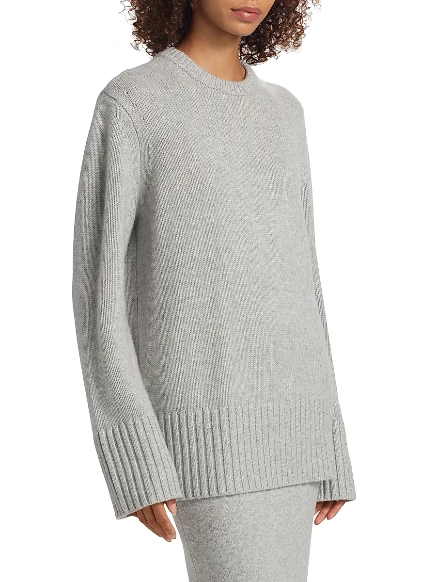 Michael Kors Collection Women's Cashmere Tunic Sweater - Pearl Melange | Thumbnail 4 Michael Kors Collection Women's Cashmere Tunic Sweater - Pearl Melange | Thumbnail 4