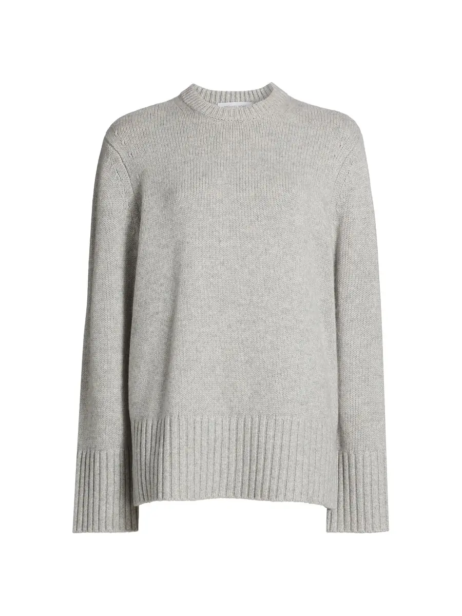 Michael Kors Collection Women's Cashmere Tunic Sweater - Pearl Melange | Thumbnail 7 Michael Kors Collection Women's Cashmere Tunic Sweater - Pearl Melange | Thumbnail 7