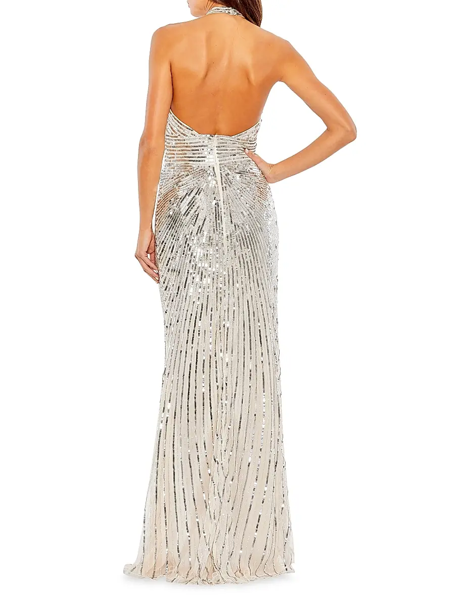 Mac Duggal Women's Sequined Halterneck Gown | Thumbnail 2