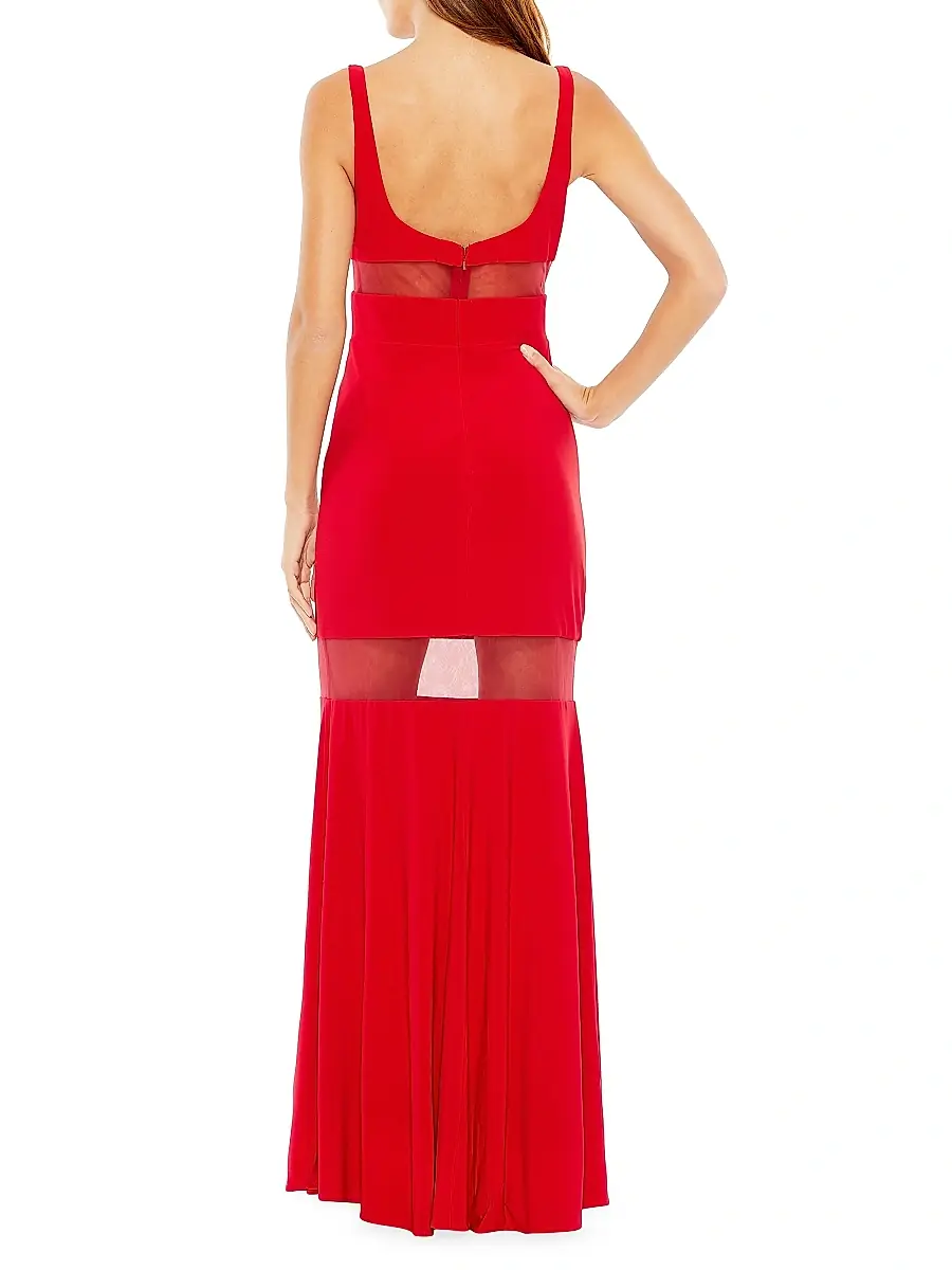 Mac Duggal Women's Mesh Panel Column Gown | Thumbnail 2 Mac Duggal Women's Mesh Panel Column Gown | Thumbnail 2