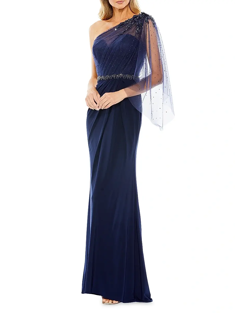 Mac Duggal Women's Embellished One-Shoulder Draped Gown | Thumbnail 2 Mac Duggal Women's Embellished One-Shoulder Draped Gown | Thumbnail 2