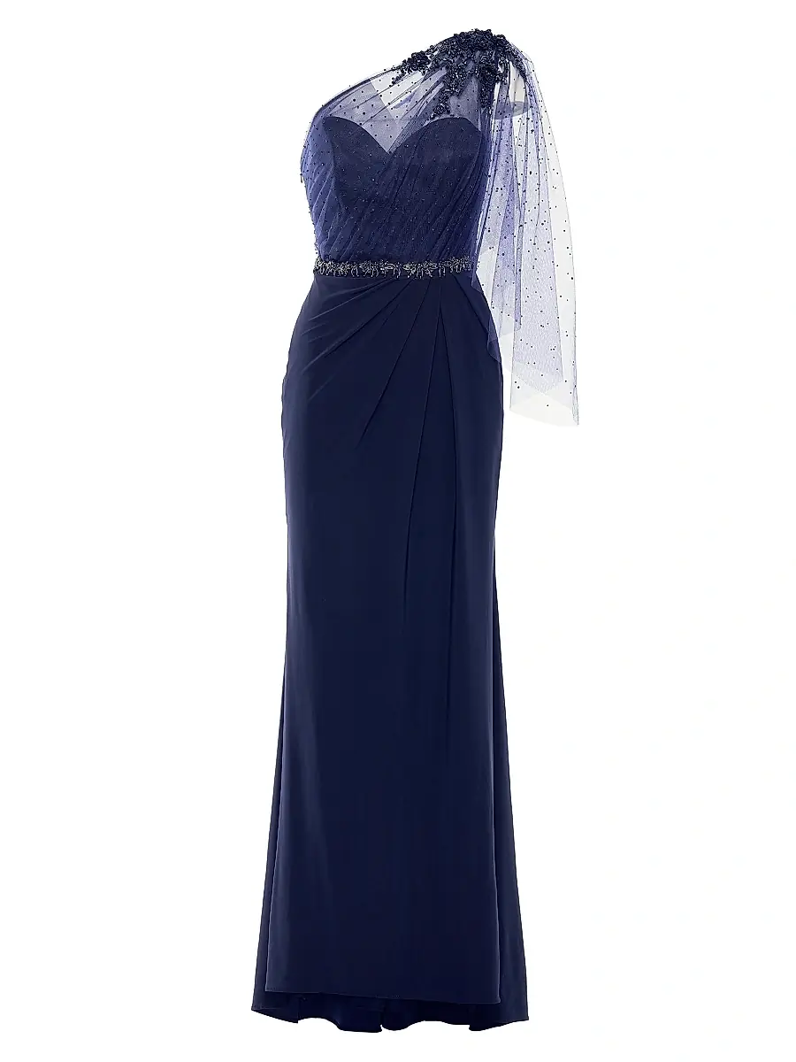 Mac Duggal Women's Embellished One-Shoulder Draped Gown