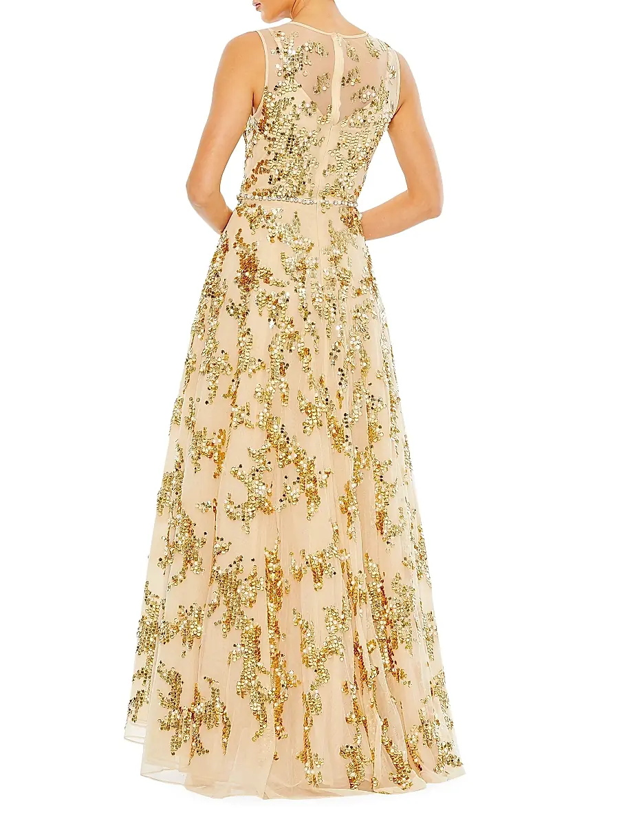 Mac Duggal Women's Embellished A-Line Gown - Beige | Thumbnail 2 Mac Duggal Women's Embellished A-Line Gown - Beige | Thumbnail 2