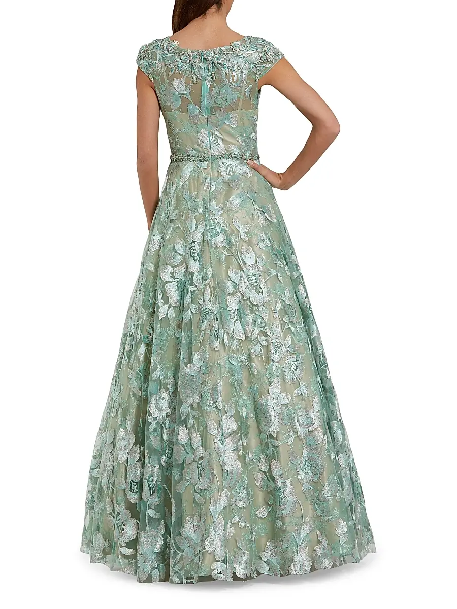 Mac Duggal Women's Embellished Cap-Sleeve High-Neck Gown | Thumbnail 2