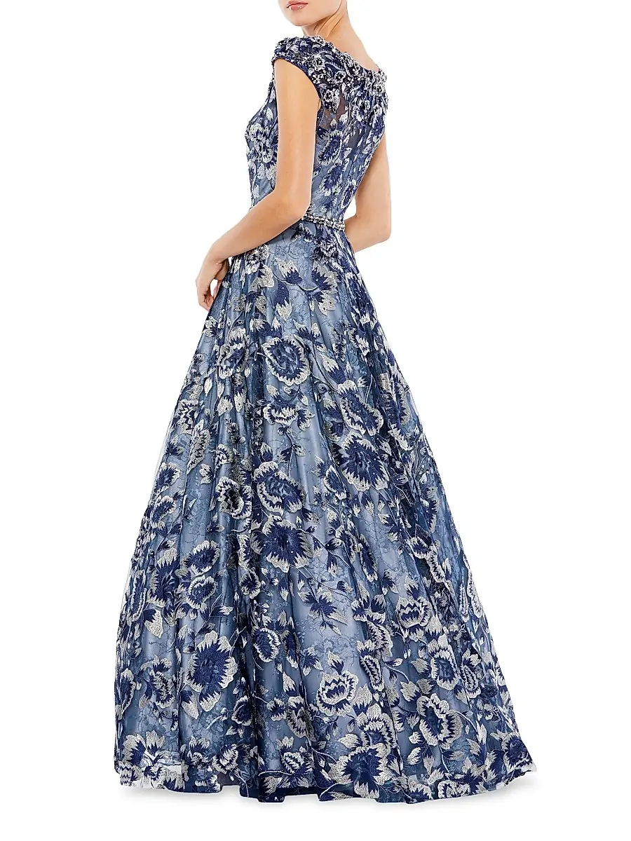 Mac Duggal Women's Embellished Cap-Sleeve High-Neck Gown | Thumbnail 2