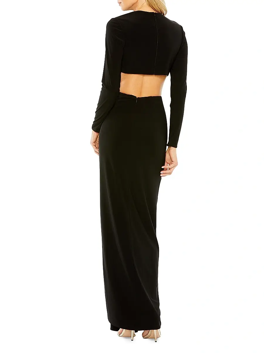 Mac Duggal Women's Long Sleeve Cut Out Gown | Thumbnail 2 Mac Duggal Women's Long Sleeve Cut Out Gown | Thumbnail 2