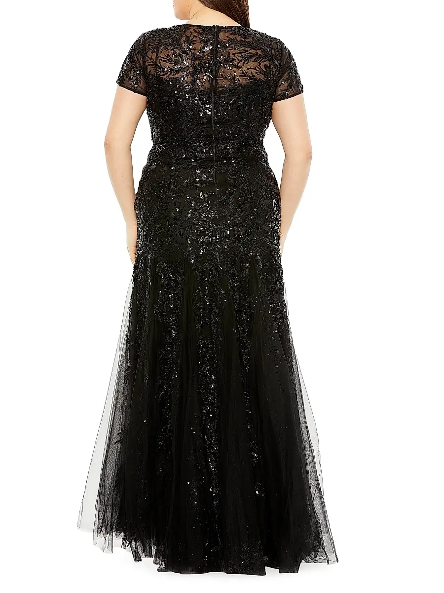 Mac Duggal Women's Plus Fabulouss Sequin Tulle Gown | Thumbnail 3 Mac Duggal Women's Plus Fabulouss Sequin Tulle Gown | Thumbnail 3