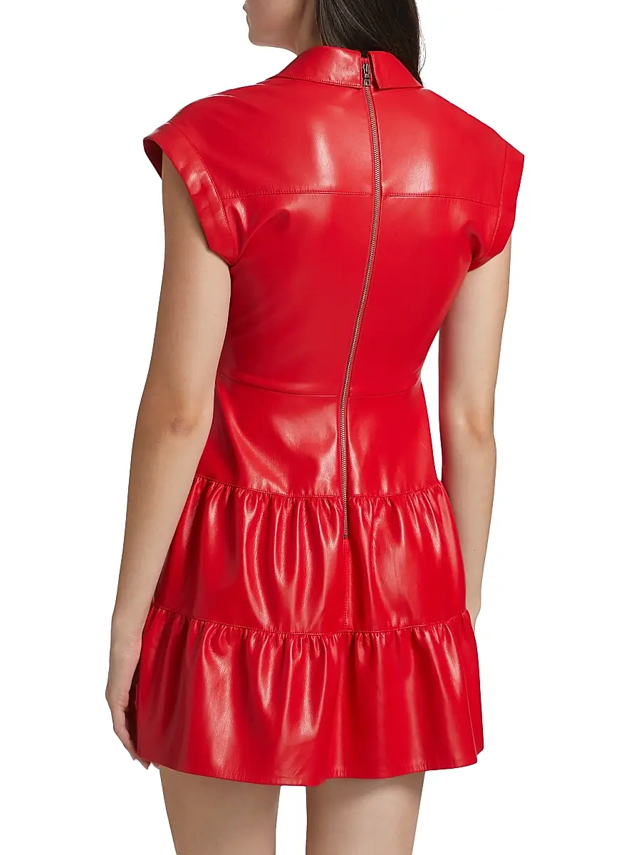 Alice + Olivia Women's Mila Faux Leather Twist-Front Minidress | Thumbnail 5