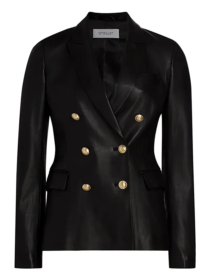 Derek Lam Women's Franklin Double-Breasted Leather Jacket