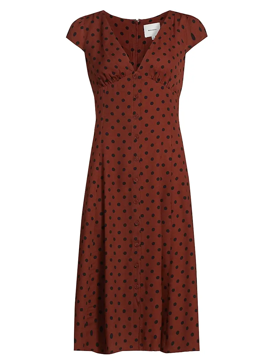 Reformation Women's Wilda Polka-Dot Dress - Fig Jam Dot | Image 1 Reformation Women's Wilda Polka-Dot Dress - Fig Jam Dot | Image 1