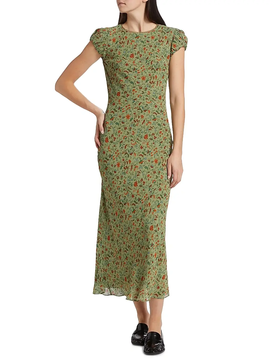 Reformation Women's Leana Floral Georgette Midi-Dres | Thumbnail 3 Reformation Women's Leana Floral Georgette Midi-Dres | Thumbnail 3