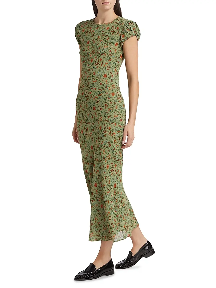 Reformation Women's Leana Floral Georgette Midi-Dres | Thumbnail 4 Reformation Women's Leana Floral Georgette Midi-Dres | Thumbnail 4