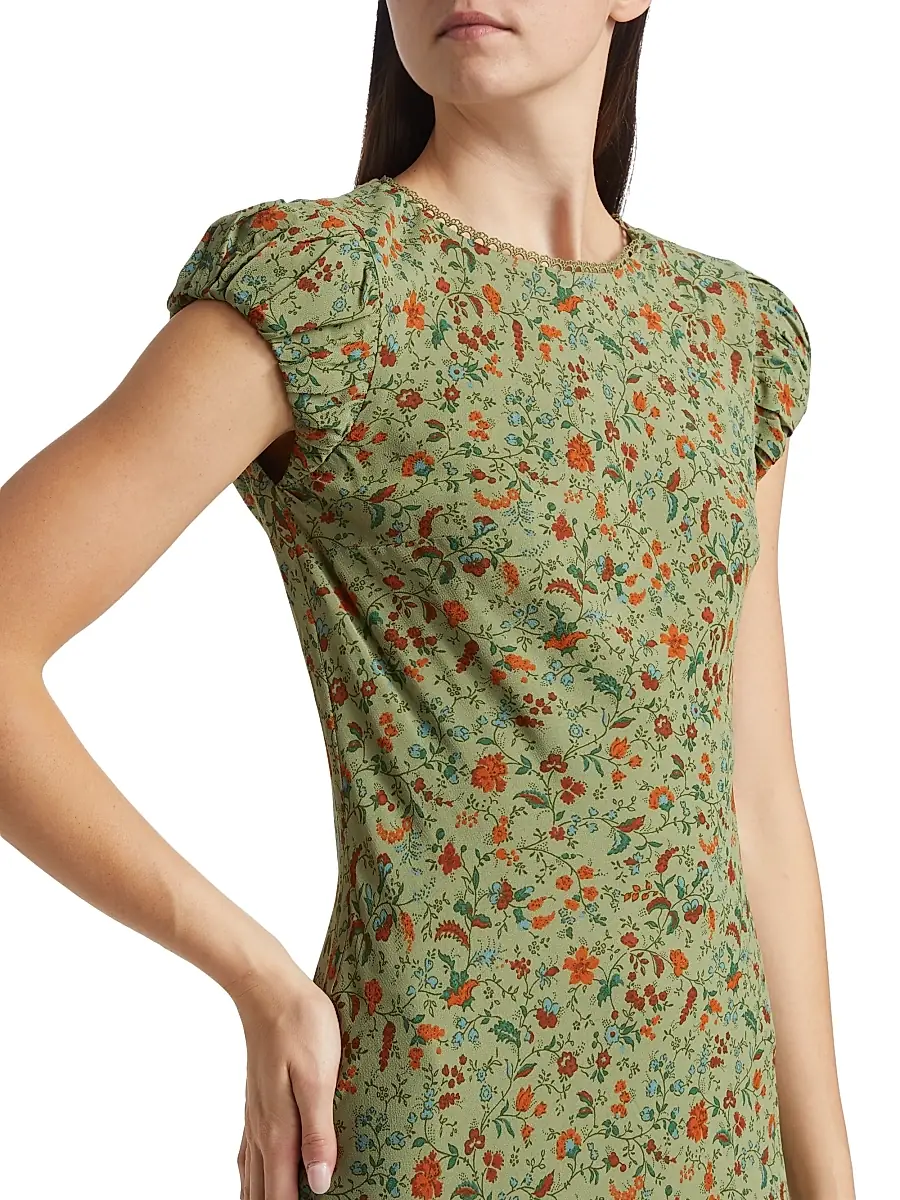 Reformation Women's Leana Floral Georgette Midi-Dres | Thumbnail 6 Reformation Women's Leana Floral Georgette Midi-Dres | Thumbnail 6