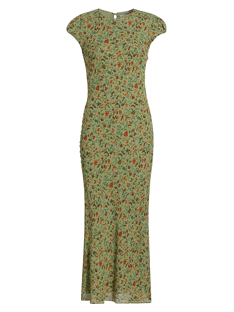 Reformation Women's Leana Floral Georgette Midi-Dres - Ponderosa | Image 1 Reformation Women's Leana Floral Georgette Midi-Dres - Ponderosa | Image 1
