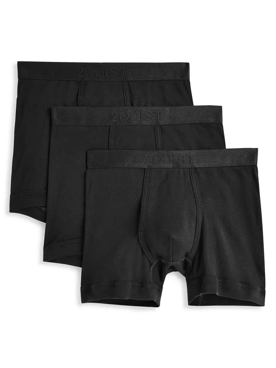 2XIST Men's 3-Pack Pima Cotton Boxer Briefs - Black | Image 1 2XIST Men's 3-Pack Pima Cotton Boxer Briefs - Black | Image 1