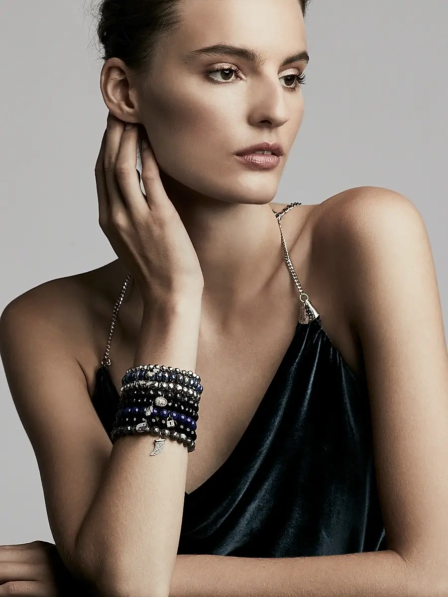 Sydney Evan Women's Labradorite, Brown Diamond & Two-Tone Gold Rondelle Horn Bracelet | Thumbnail 3 Sydney Evan Women's Labradorite, Brown Diamond & Two-Tone Gold Rondelle Horn Bracelet | Thumbnail 3