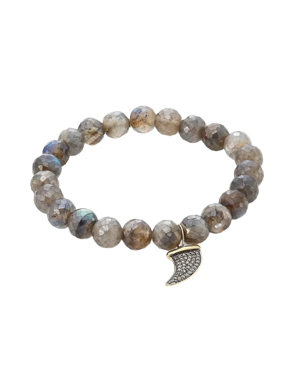 Sydney Evan Women's Labradorite, Brown Diamond & Two-Tone Gold Rondelle Horn Bracelet
