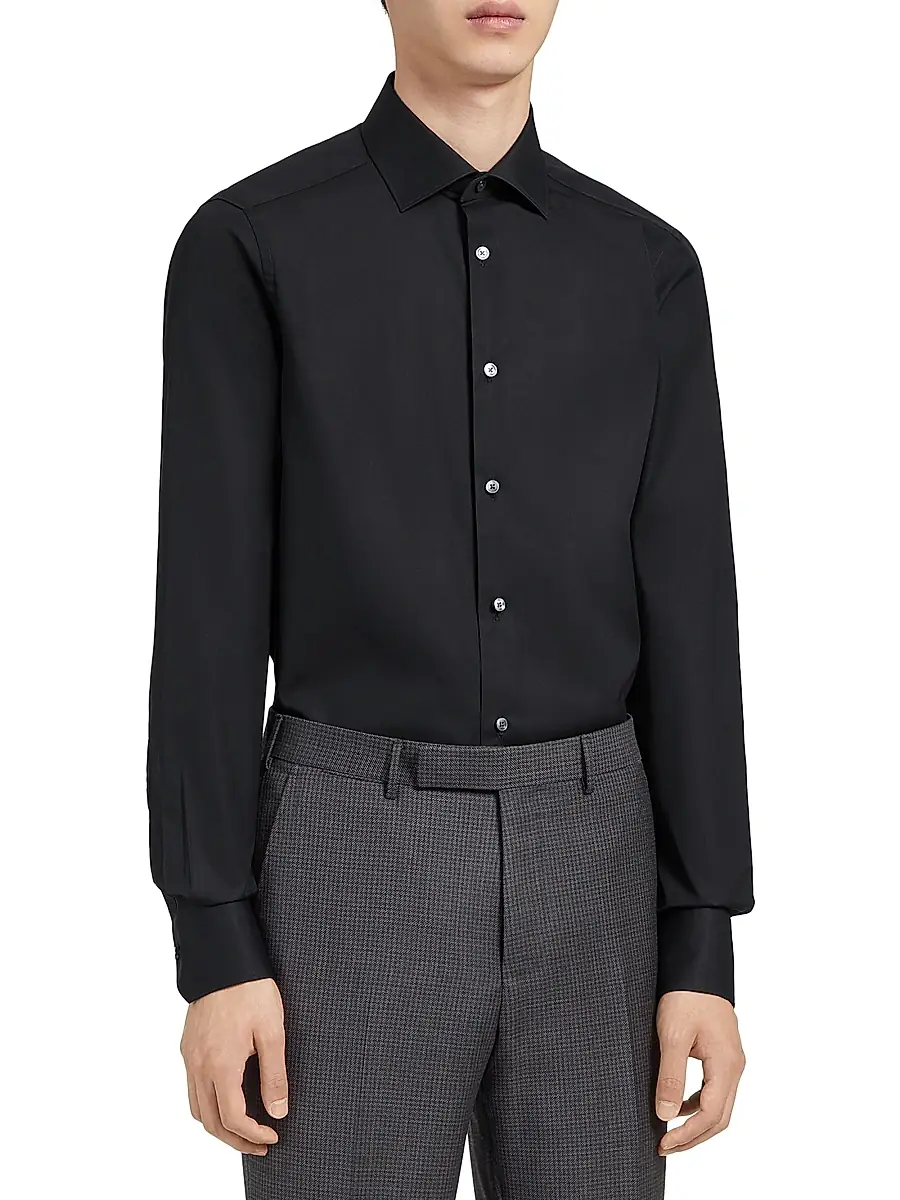 Zegna Men's Trofeo Comfort Cotton Shirt | Thumbnail 2