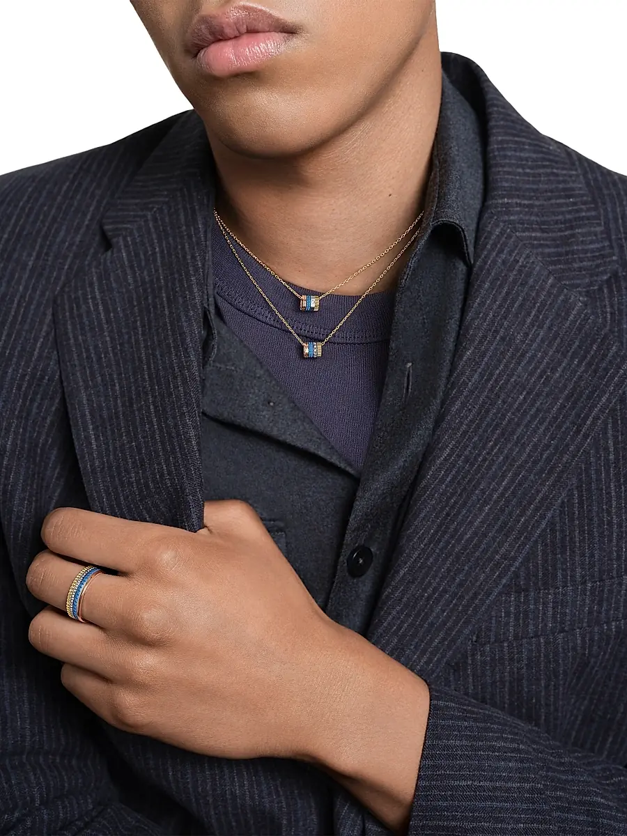 Boucheron Men's Unisex Quatre Blue Edition Tri-Tone 18K Gold, HyCeram & 0.17 TCW Diamond Pendant Necklace - Yellow Gold | Thumbnail 2 Boucheron Men's Unisex Quatre Blue Edition Tri-Tone 18K Gold, HyCeram & 0.17 TCW Diamond Pendant Necklace - Yellow Gold | Thumbnail 2