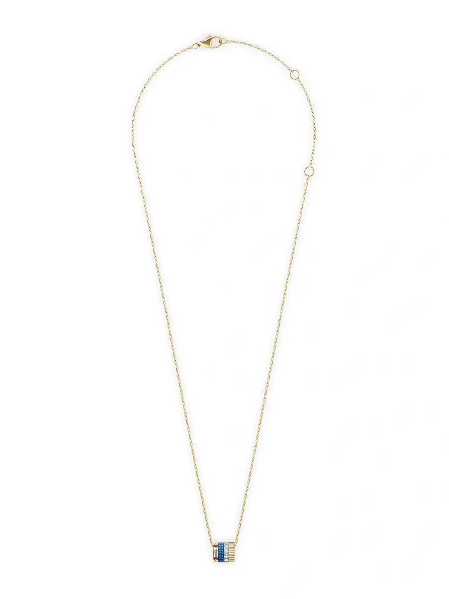 Boucheron Men's Unisex Quatre Blue Edition Tri-Tone 18K Gold, HyCeram & 0.17 TCW Diamond Pendant Necklace - Yellow Gold | Thumbnail 3 Boucheron Men's Unisex Quatre Blue Edition Tri-Tone 18K Gold, HyCeram & 0.17 TCW Diamond Pendant Necklace - Yellow Gold | Thumbnail 3