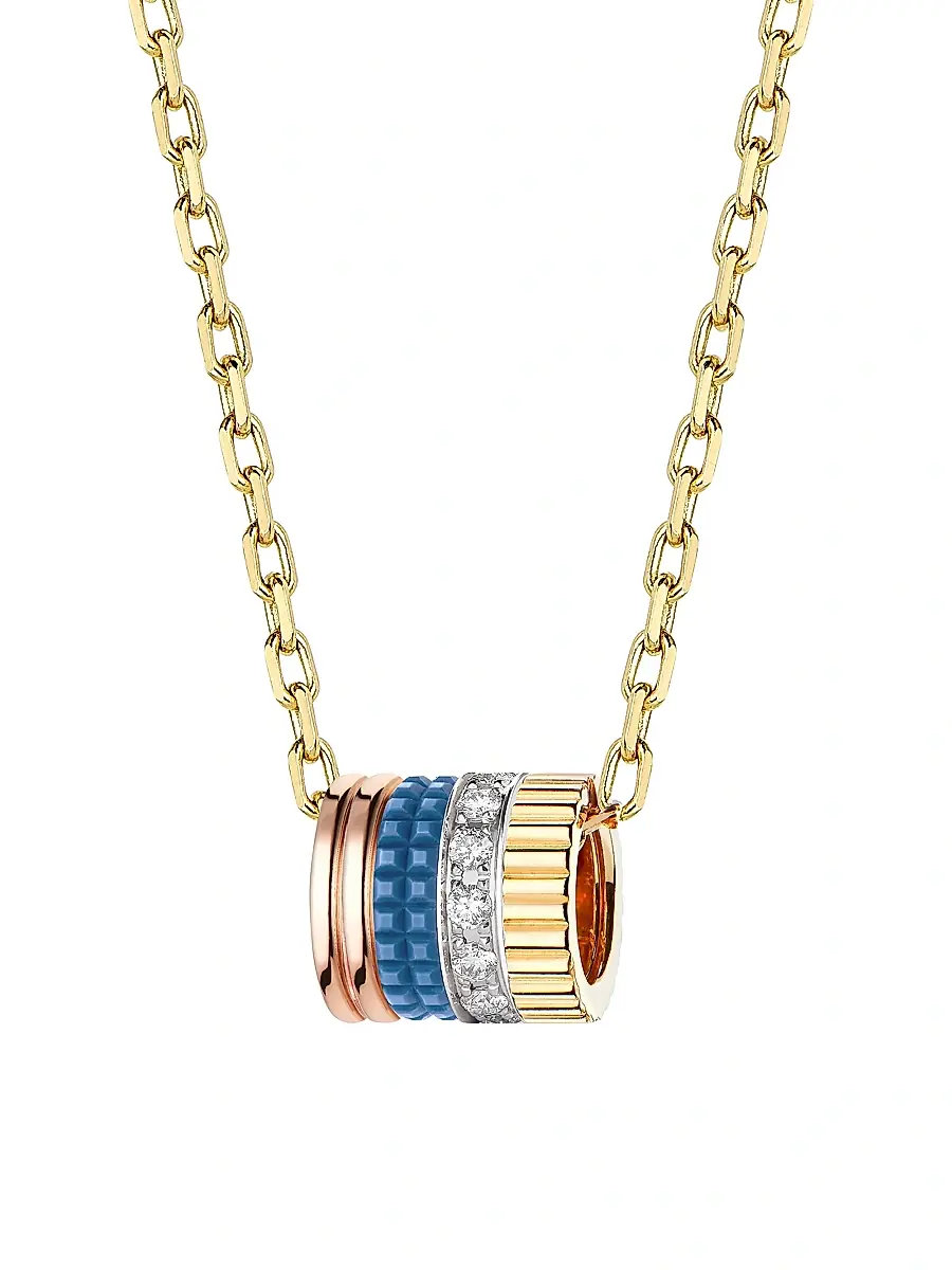 Men's Unisex Quatre Blue Edition Tri-Tone 18K Gold, HyCeram & 0.17 TCW Diamond Pendant Necklace - Yellow Gold Men's Unisex Quatre Blue Edition Tri-Tone 18K Gold, HyCeram & 0.17 TCW Diamond Pendant Necklace - Yellow Gold