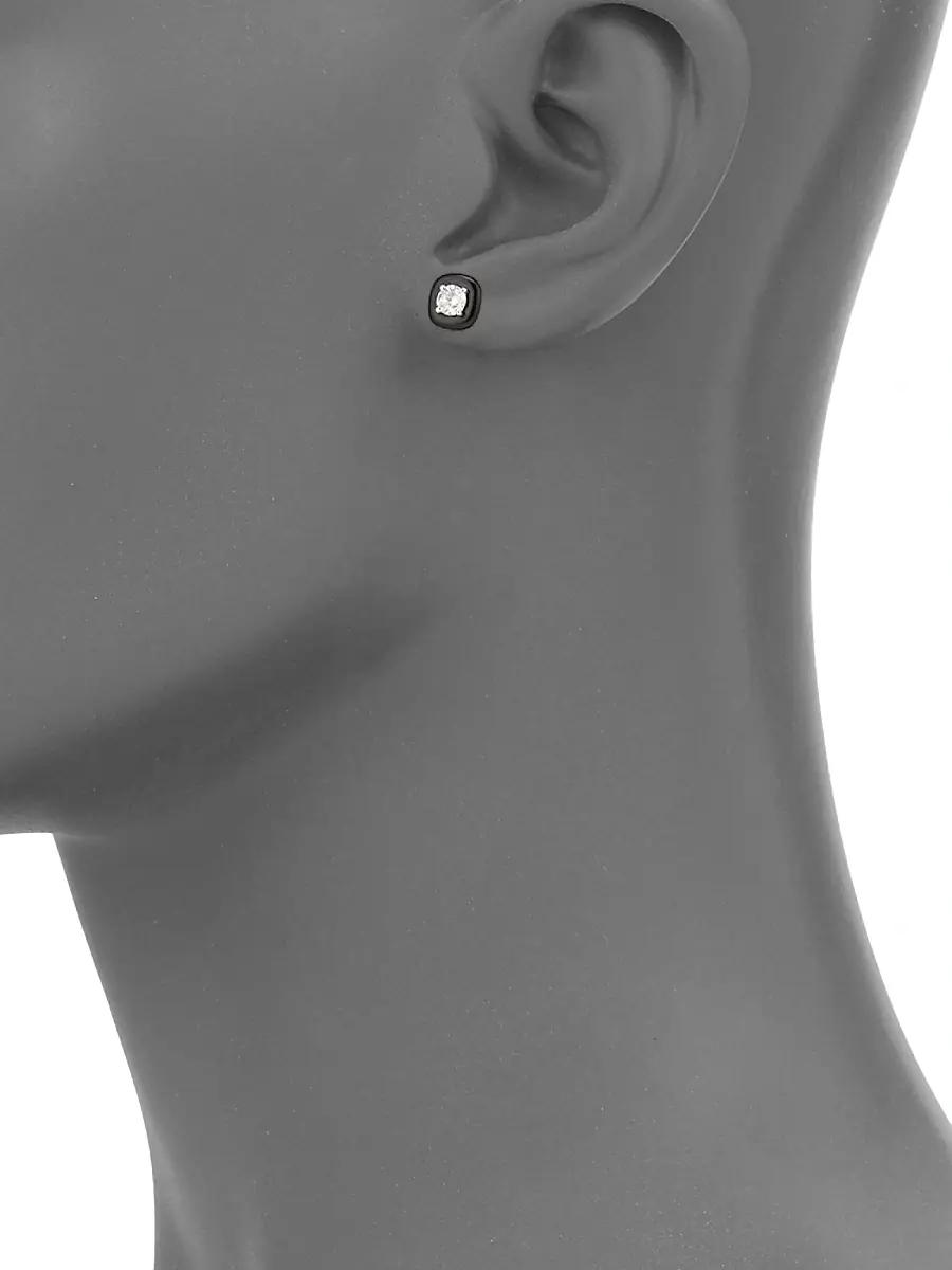 Nikos Koulis Women's Oui Diamond & Enamel Stud Earrings - Black | Thumbnail 2 Nikos Koulis Women's Oui Diamond & Enamel Stud Earrings - Black | Thumbnail 2