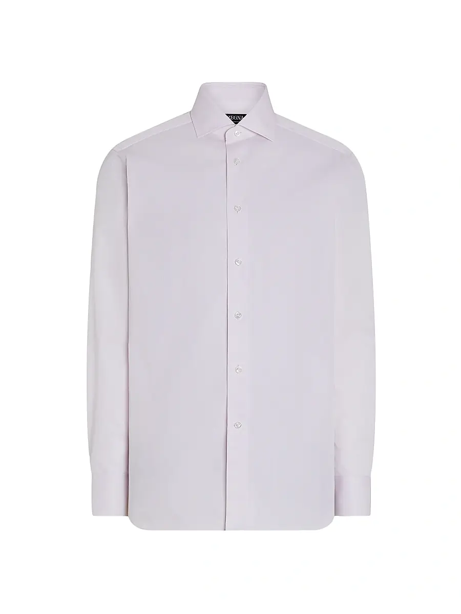 ZEGNA Men's Micro Striped Centoventimila Cotton Shirt - Light Pink | Image 1 ZEGNA Men's Micro Striped Centoventimila Cotton Shirt - Light Pink | Image 1