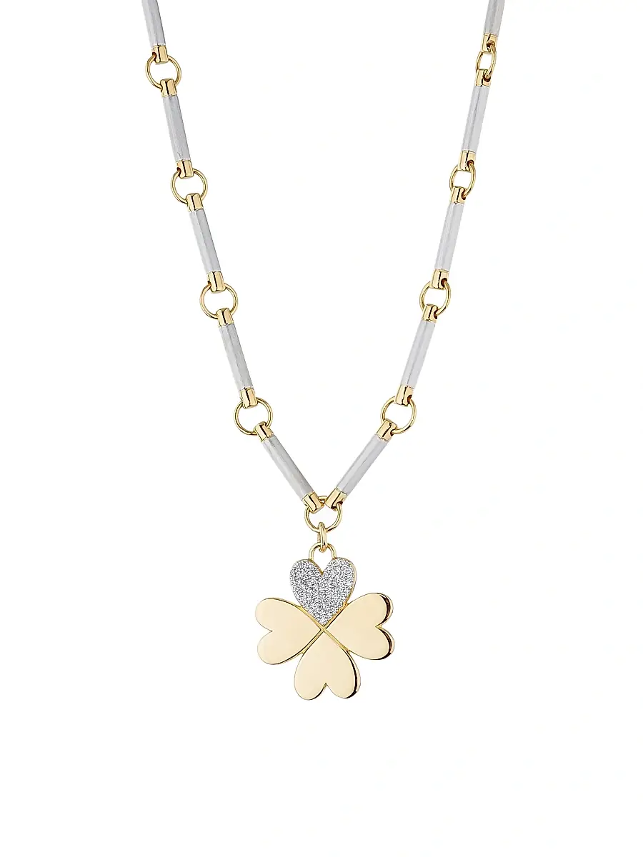 Women's True Love 18K Yellow & White Gold & 0.22 TCW Diamond Pavé Element Chain Necklace Women's True Love 18K Yellow & White Gold & 0.22 TCW Diamond Pavé Element Chain Necklace