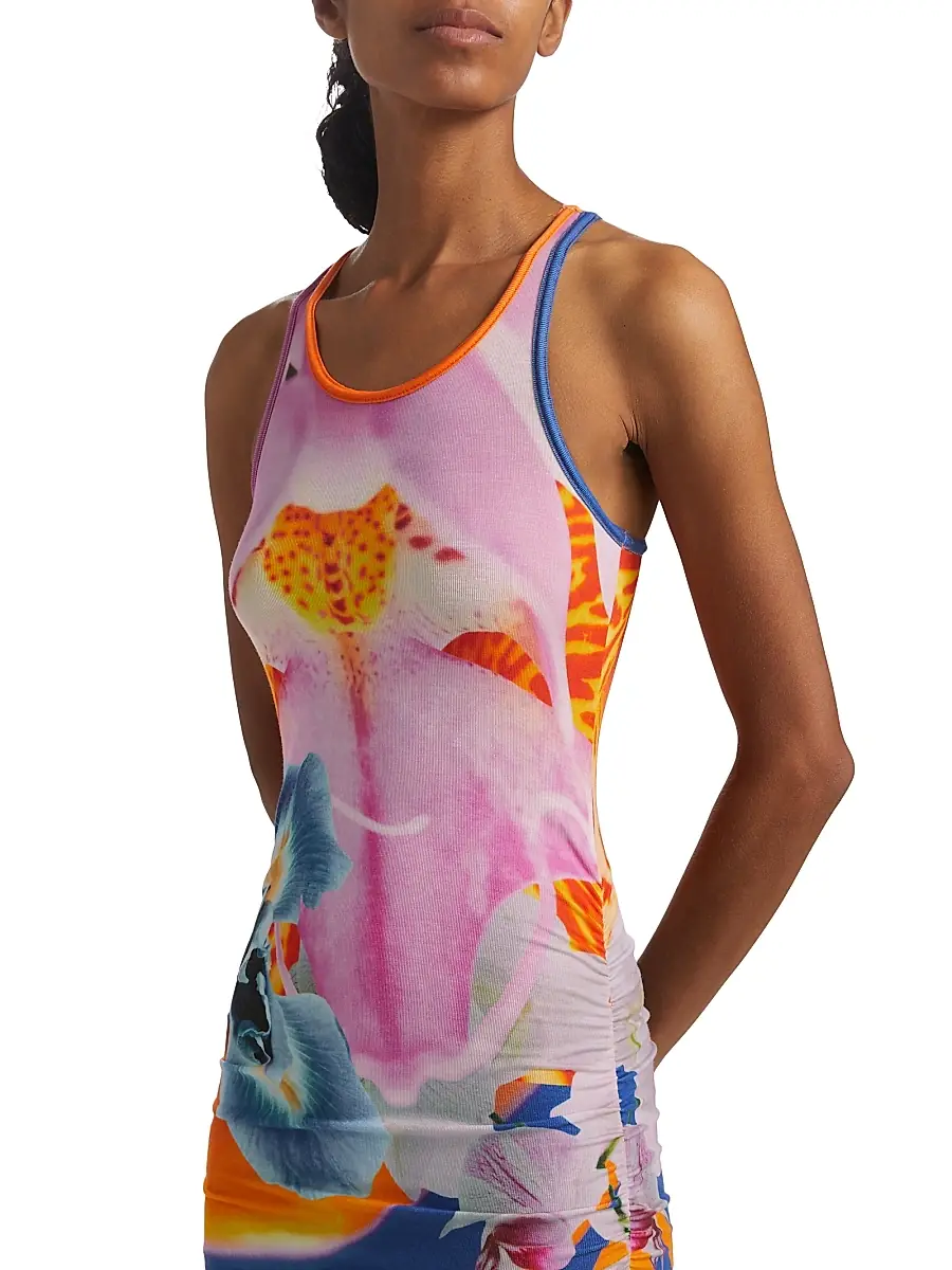 BruceGlen Women's Orchid Floral Rib-Knit Sleeveless Maxi Dress - Blue | Thumbnail 6 BruceGlen Women's Orchid Floral Rib-Knit Sleeveless Maxi Dress - Blue | Thumbnail 6