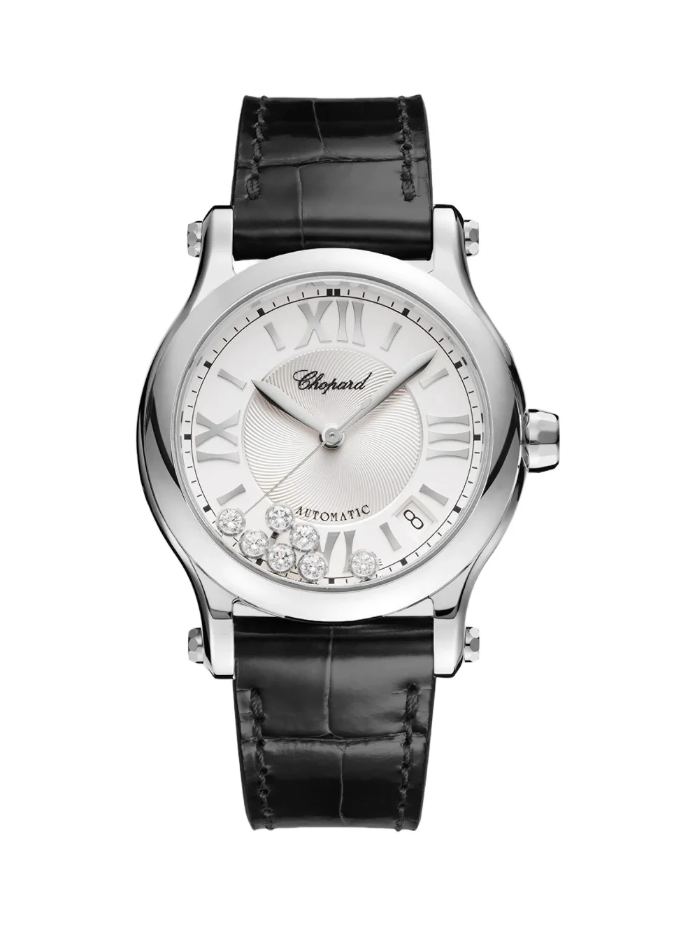 Chopard Women's Happy Sport Stainless Steel, Diamond & Alligator-Strap Watch - Silver
