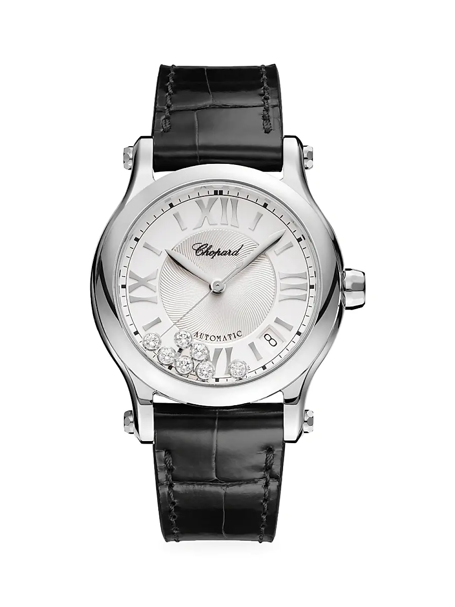 Women's Happy Sport Stainless Steel, Diamond & Alligator-Strap Watch Women's Happy Sport Stainless Steel, Diamond & Alligator-Strap Watch
