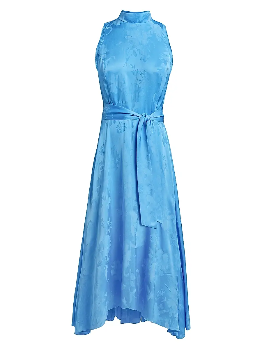 Santorelli Women's Taylor Belted Jacquard Midi-Dress - Cornflower | Image 1 Santorelli Women's Taylor Belted Jacquard Midi-Dress - Cornflower | Image 1