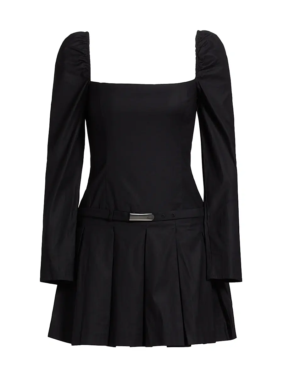 Reformation Women's Luella Poplin Square-Neck Minidress - Black | Image 1 Reformation Women's Luella Poplin Square-Neck Minidress - Black | Image 1