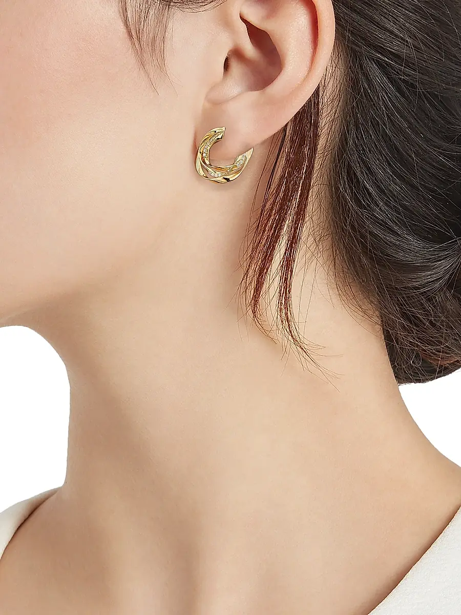 Hueb Women's Dunas 18K Yellow Gold & 0.24 TCW Diamond Hoop Earrings | Thumbnail 2 Hueb Women's Dunas 18K Yellow Gold & 0.24 TCW Diamond Hoop Earrings | Thumbnail 2