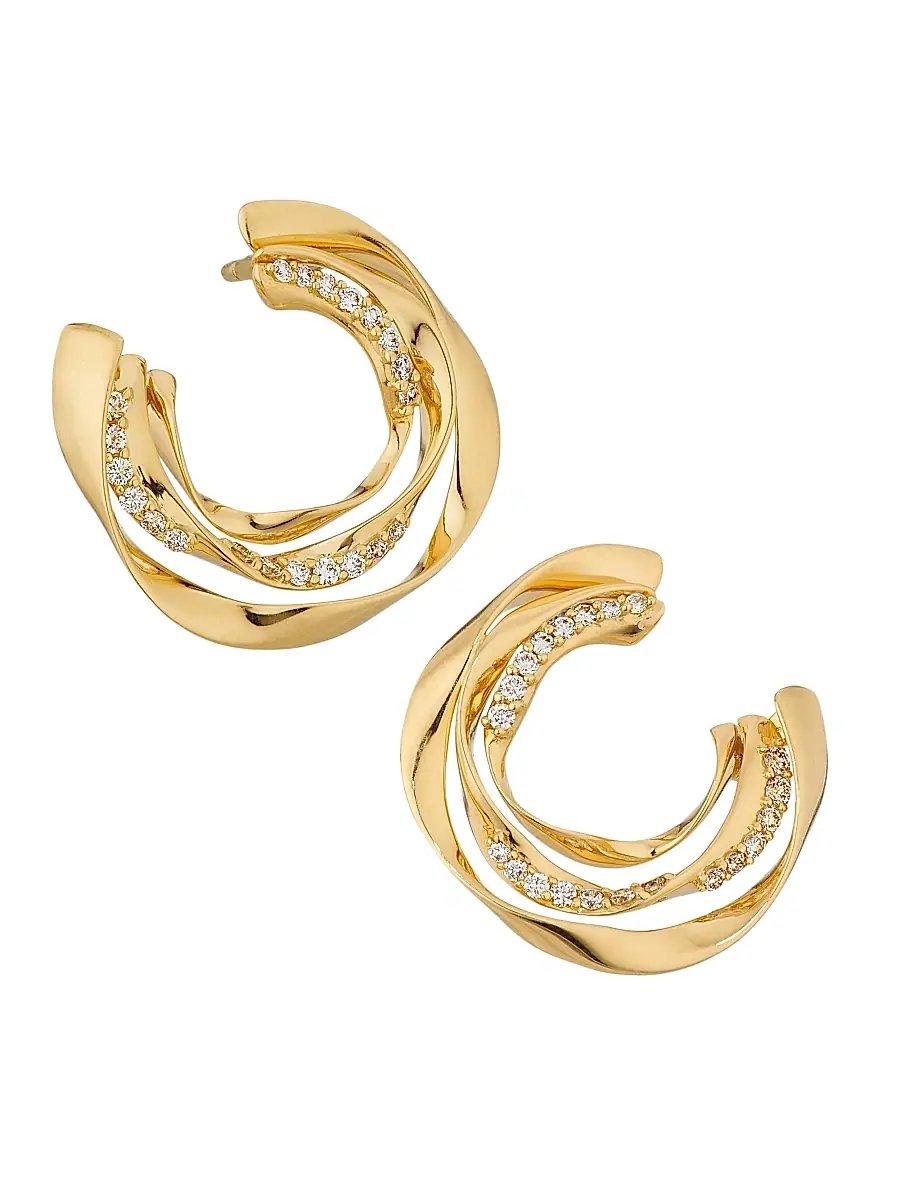 Women's Dunas 18K Yellow Gold & 0.24 TCW Diamond Hoop Earrings