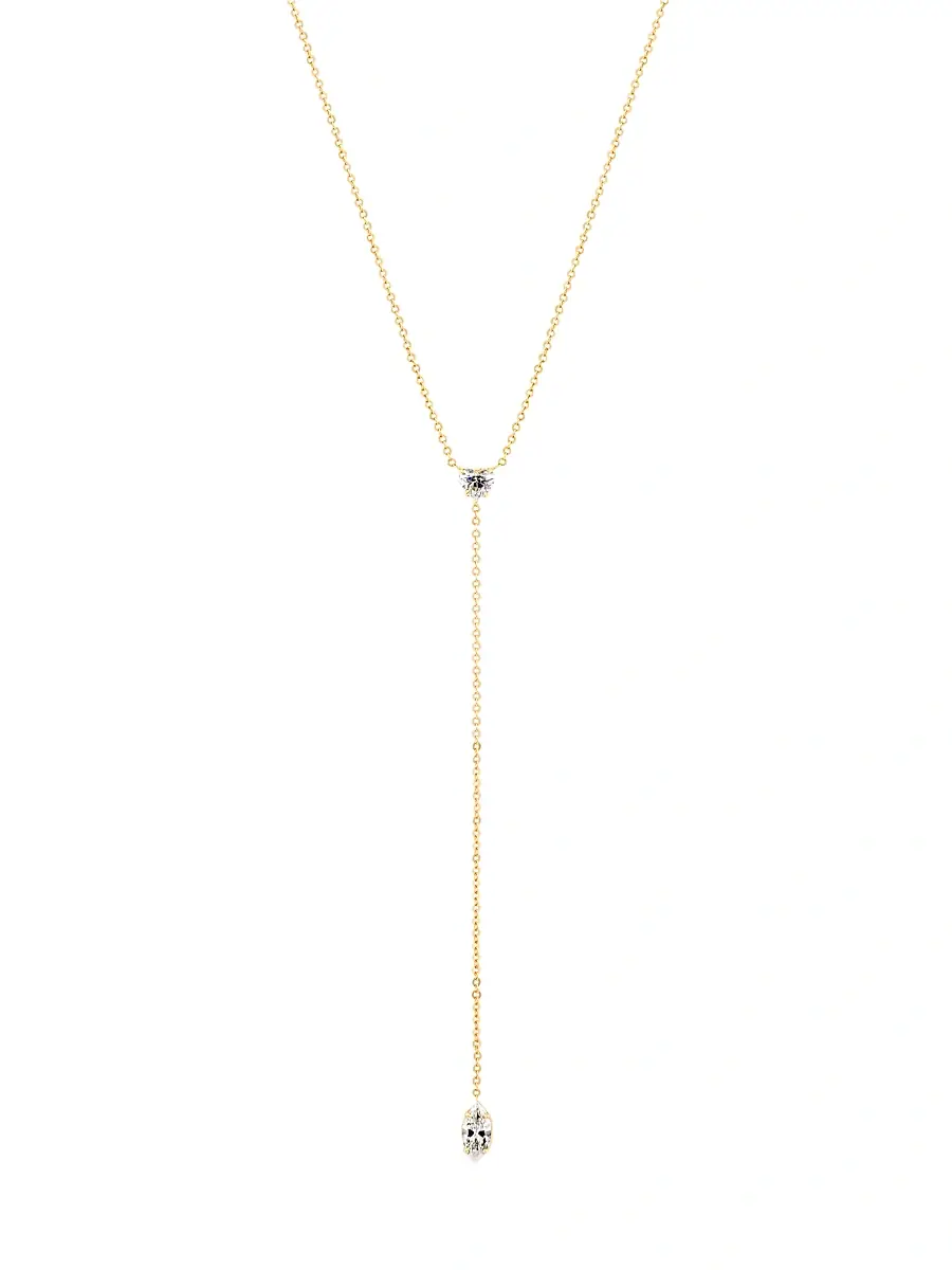 Women's 18K Yellow Gold & 0.55 TCW Diamond Lariat Necklace - Gold