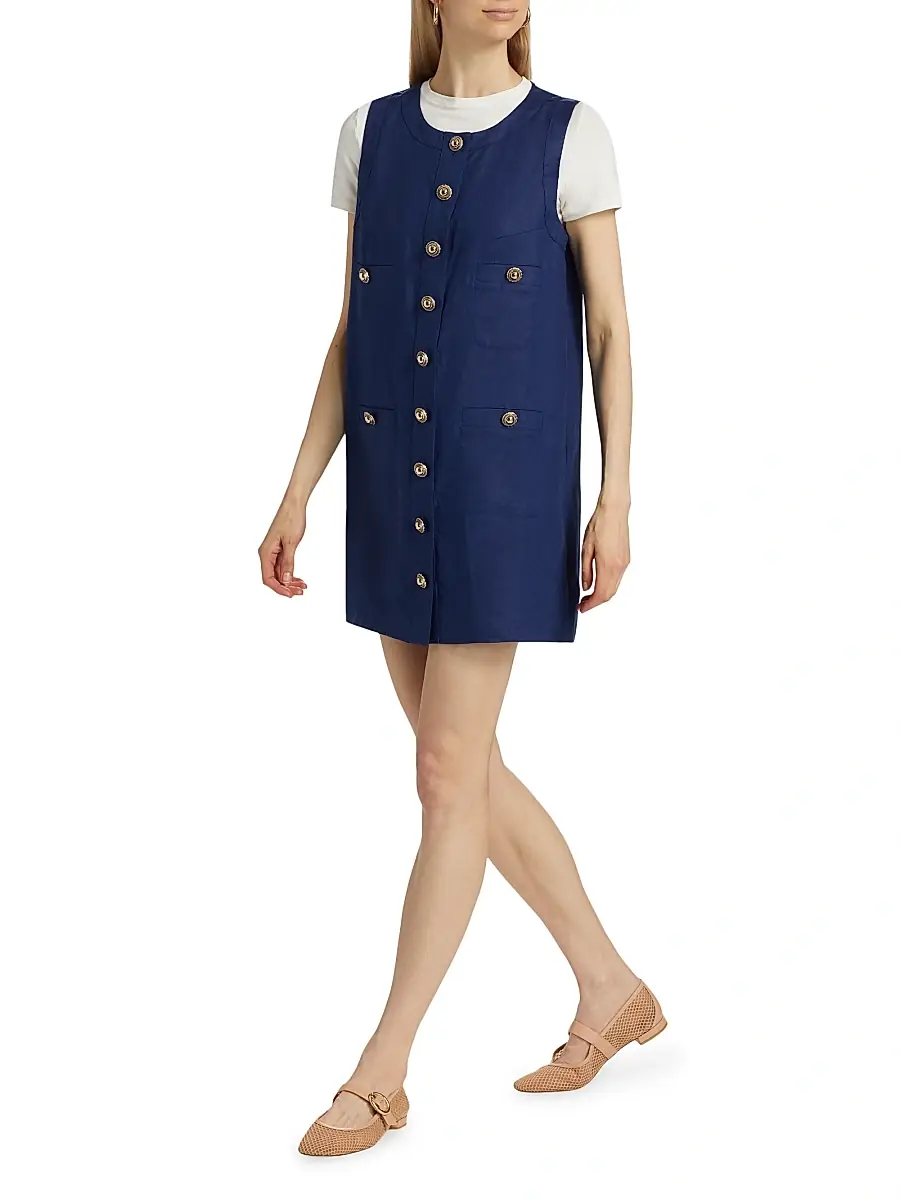 Reformation Women's Tropez Linen Sleeveless Shift Minidress | Thumbnail 2