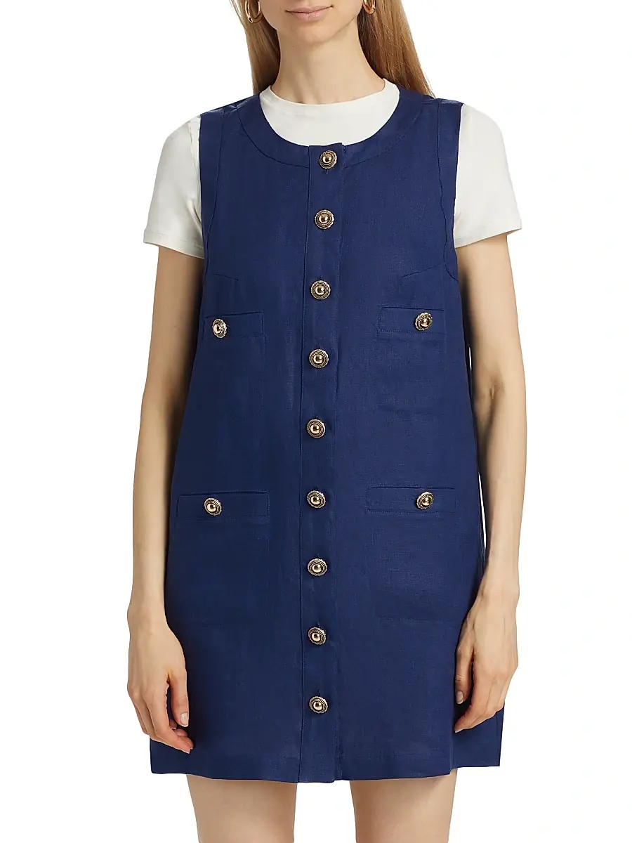 Reformation Women's Tropez Linen Sleeveless Shift Minidress | Thumbnail 3