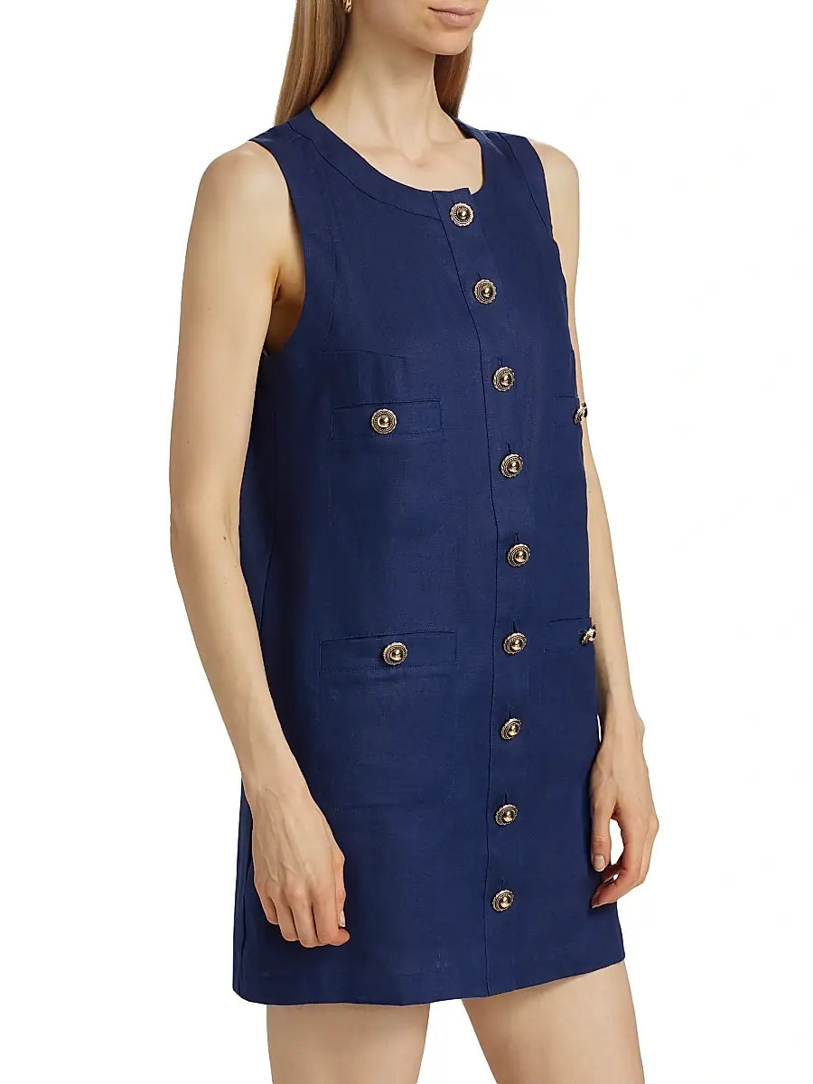 Reformation Women's Tropez Linen Sleeveless Shift Minidress | Thumbnail 4