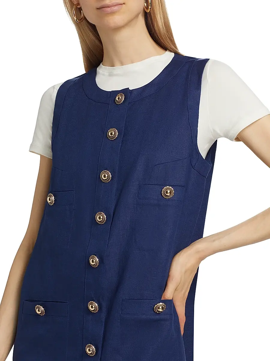 Reformation Women's Tropez Linen Sleeveless Shift Minidress | Thumbnail 6