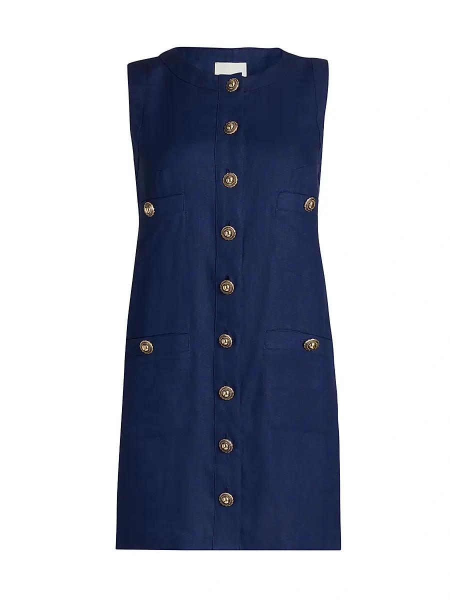 Reformation Women's Tropez Linen Sleeveless Shift Minidress - Danube | Image 1 Reformation Women's Tropez Linen Sleeveless Shift Minidress - Danube | Image 1