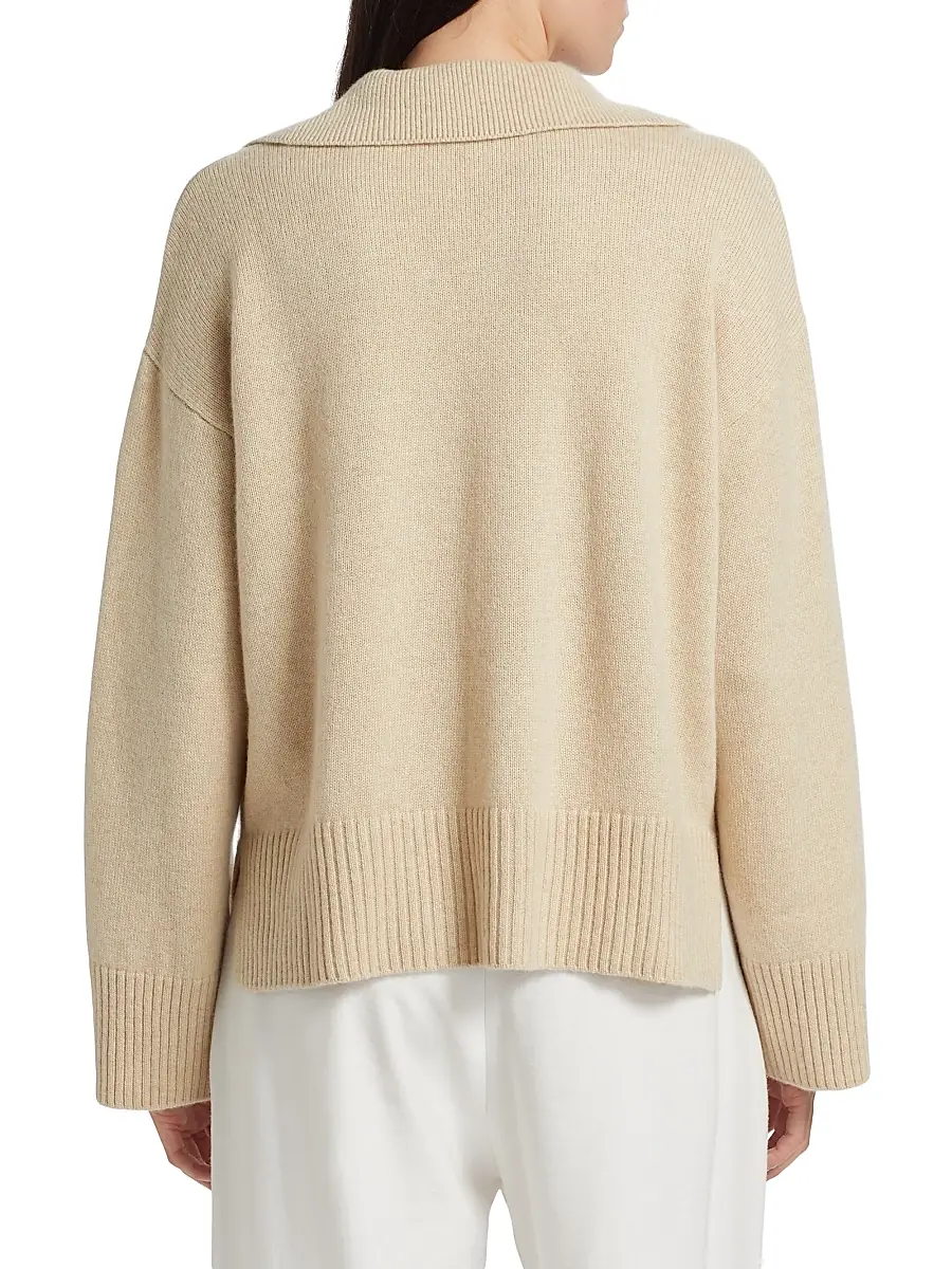 Reformation Women's Sawyer Oversized Cashmere & Wool Polo Sweater | Thumbnail 5