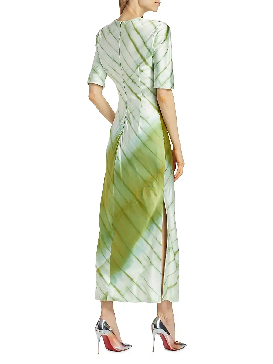 Alejandra Alonso Rojas Women's Silk Short-Sleeve Midi-Dress - Green Shibori | Thumbnail 5 Alejandra Alonso Rojas Women's Silk Short-Sleeve Midi-Dress - Green Shibori | Thumbnail 5